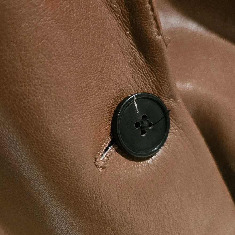 Zara Brown Faux Lether Oversized Blazer Jacket
